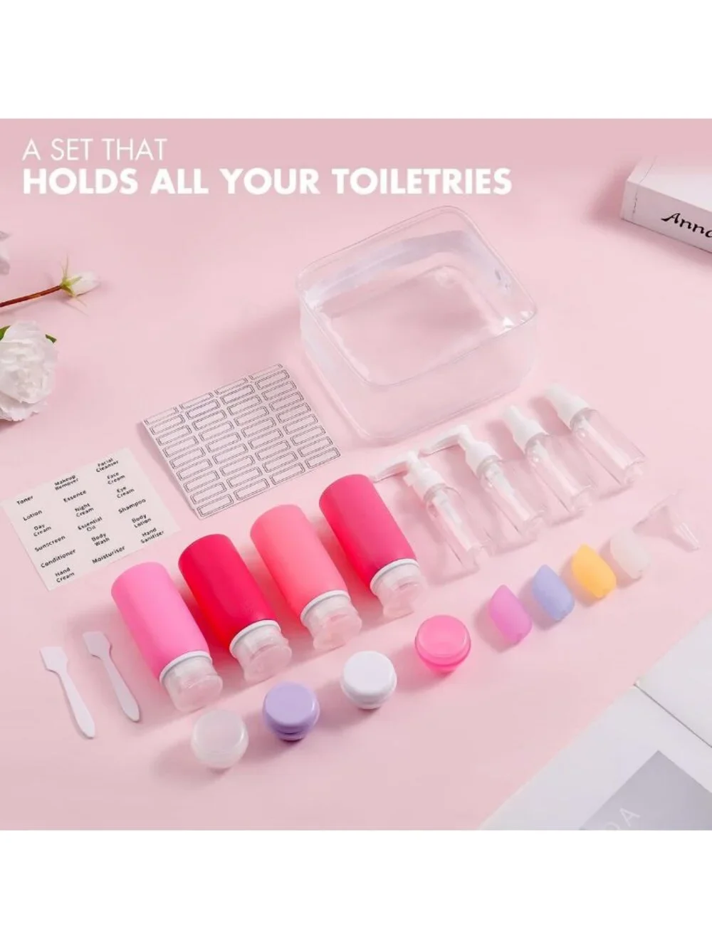 21 Pack Travel Bottles for Toiletries - Leak-Proof, TSA Compliant Silicone Set